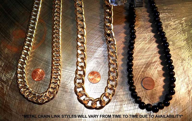 Custom chain style options and finish examples.