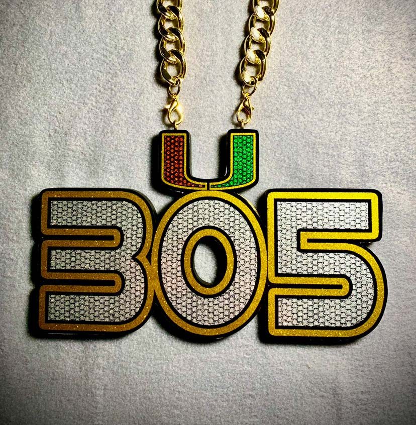 305 number pendant with a Miami-style U logo.