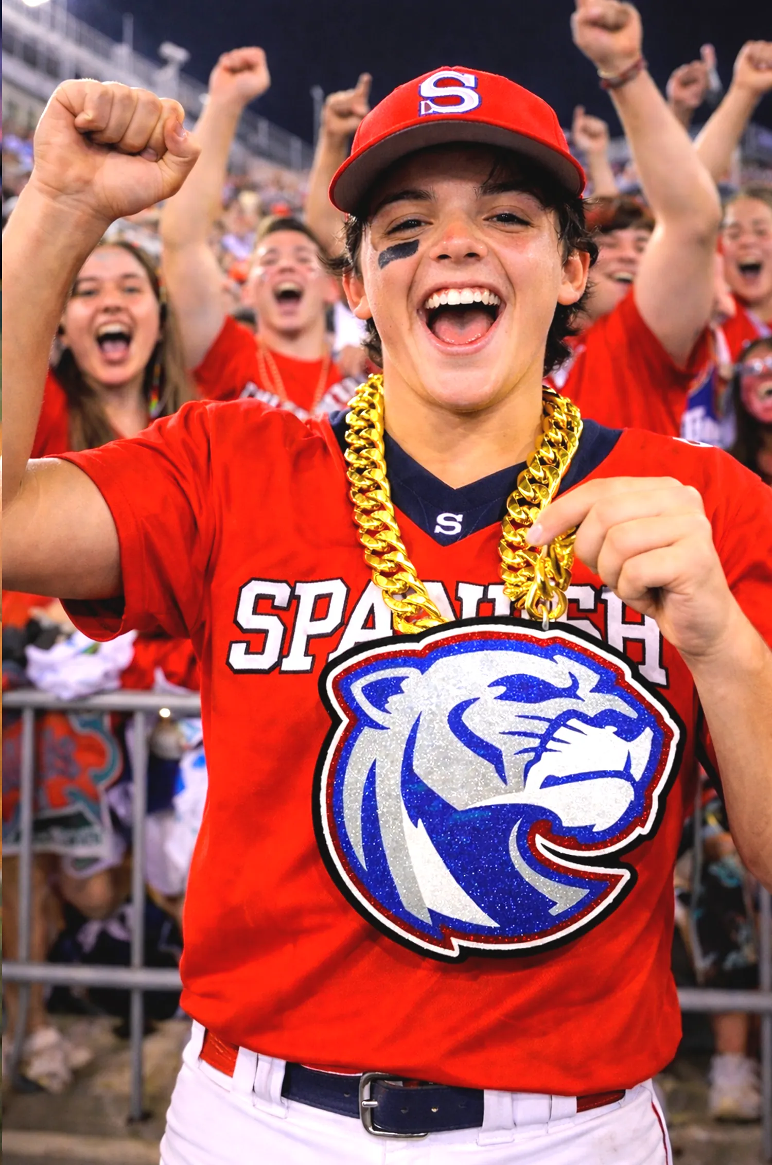 Softball player wearing a Spartans chain.