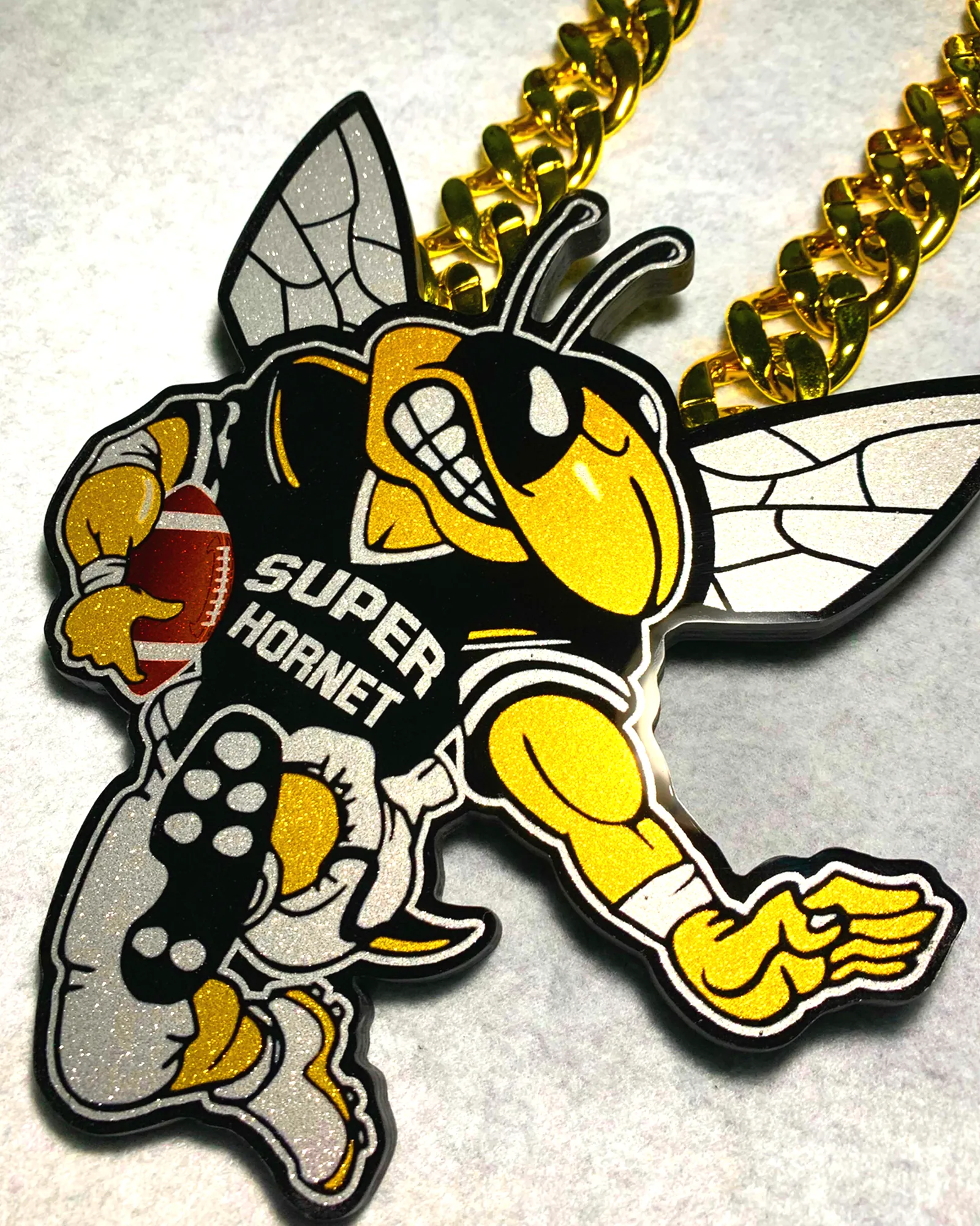 Super Hornet football pendant product shot.